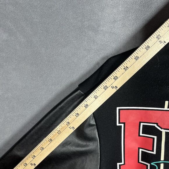 Shein Varsity Jacket Women's 6/Medium Black Coolane Letter Pure Leather Sleeve - Picture 4 of 7